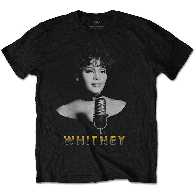 Whitney Houston | Official Band T-Shirt | & White Photo Ribbed T-Shirt High Neck Heavyweight