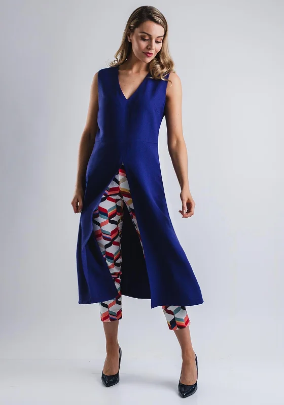 Camelot Split Front Tunic Dress, Dark Blue