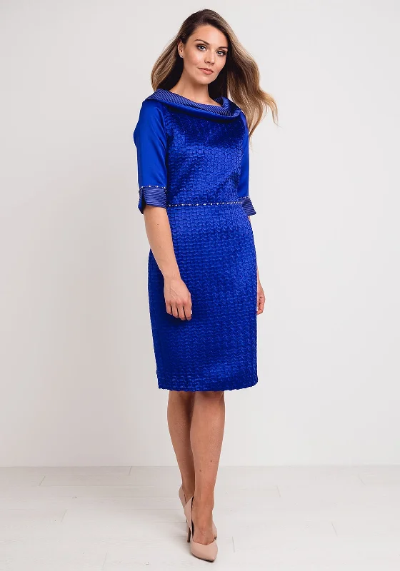 Lizabella Textured Satin Pencil Dress, Royal Purple