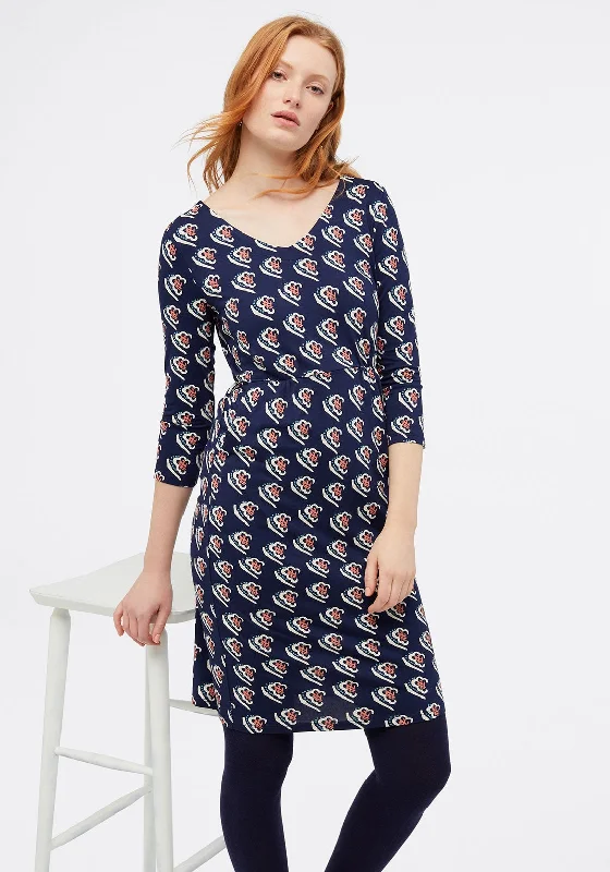 White Stuff Amor Printed Jersey Dress, Navy