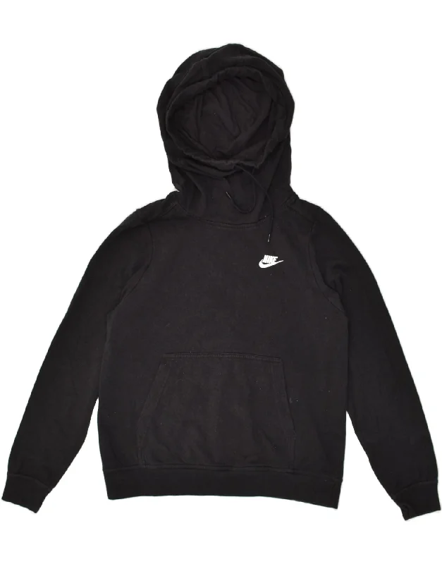 NIKE Womens Hoodie Jumper UK 14 Medium Black Hoodie with Magnetic Closure Innovative Modern