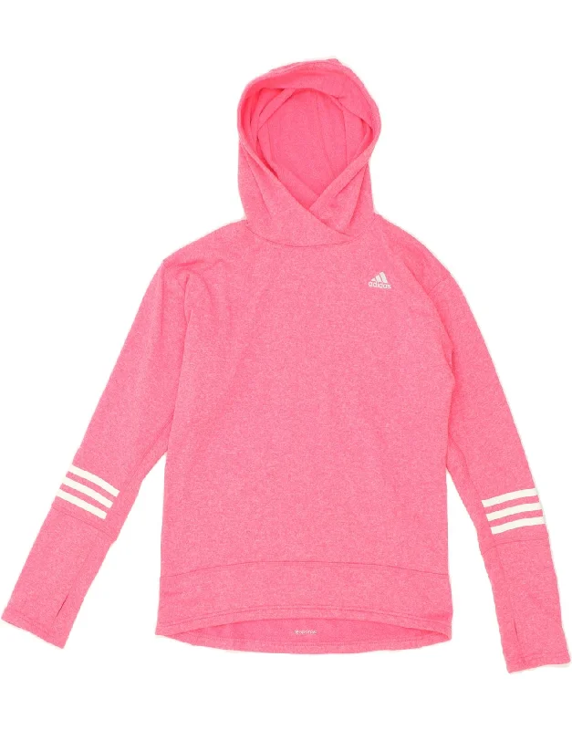 ADIDAS Womens Hoodie Jumper UK 8/10 Small Pink Flecked Hoodie with Earth Tones Natural Calm