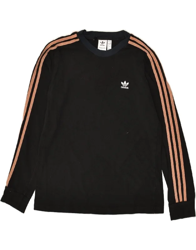 ADIDAS Womens Sweatshirt Jumper UK 14 Medium  Black Cotton Hoodie with Pastel Soft Subtle