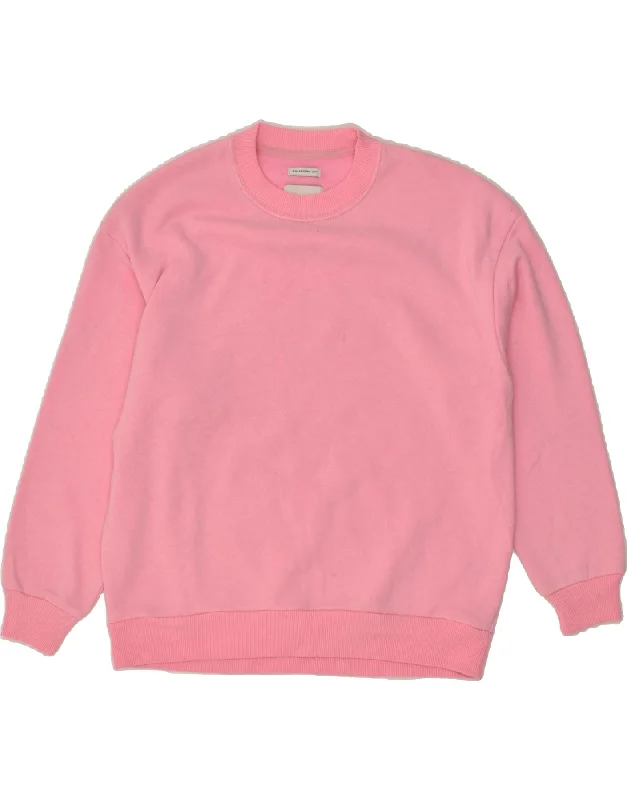 AMERICAN EAGLE Womens Sweatshirt Jumper UK 6 XS Pink Cotton Hoodie with Drawstring Waist Adjustable Fitted