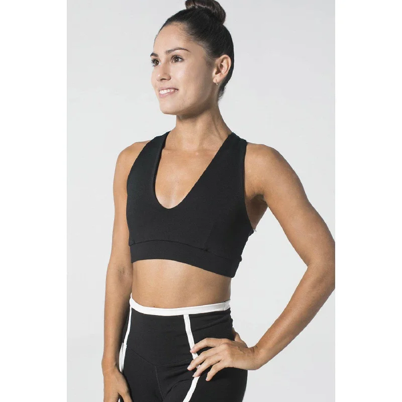 Center Fold Black Sports Bra Full Coverage Bralette