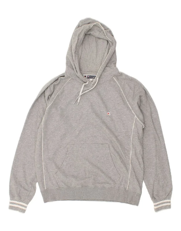 CHAMPION Womens Hoodie Jumper UK 16 Large Grey Hoodie with Magnetic Closure Innovative Modern