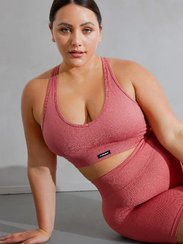 Circuit Rib Seamless Sports Bra - Dusty Red Breathable Comfort Bra