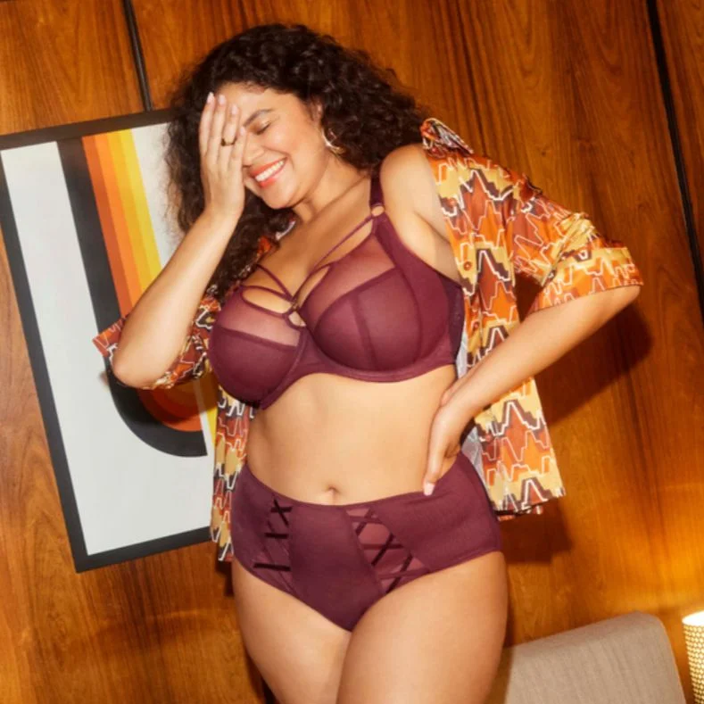 Elomi Sachi Bra in Cabernet EL4350 Comfortable Lace Bralette