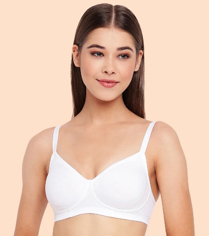 Enamor Fab-Cool A042 Side Support Shaper  Stretch Cotton Everyday Bra for Women- High Coverage, Non Padded and Wirefree - White Casual Bralette Set