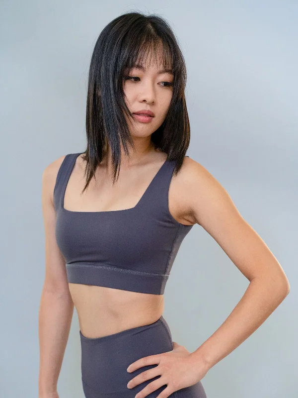 Georgia Bra Top - Dark Gray Supportive Cotton Bra