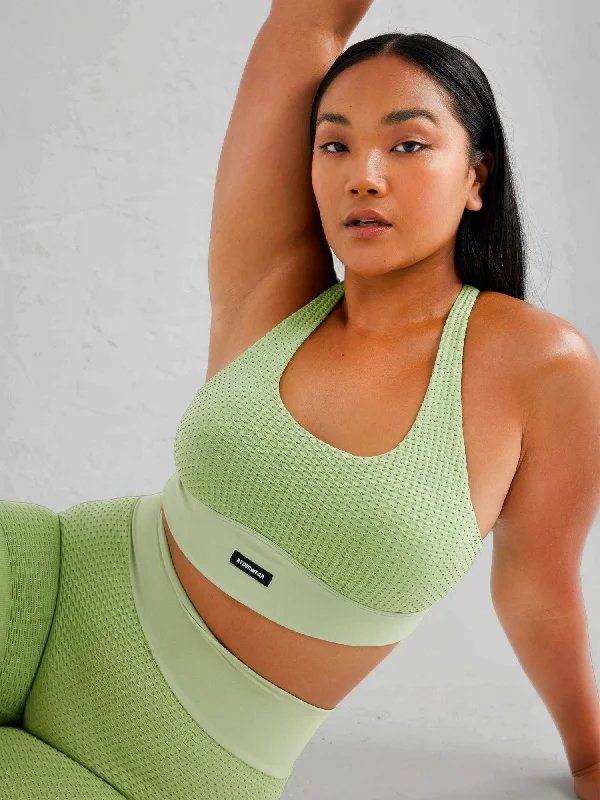 Honeycomb Seamless Sports Bra - Sage Stretchy Wireless Bra