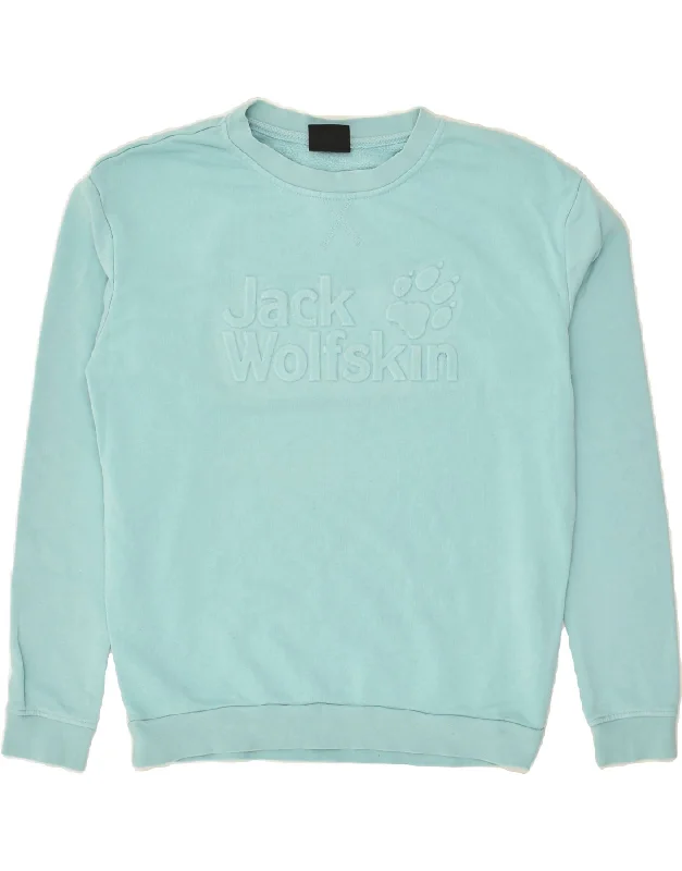 JACK WOLFSKIN Womens Oversized Sweatshirt Jumper UK 8/10 Small  Turquoise Hoodie with Half-Zip Sporty Casual