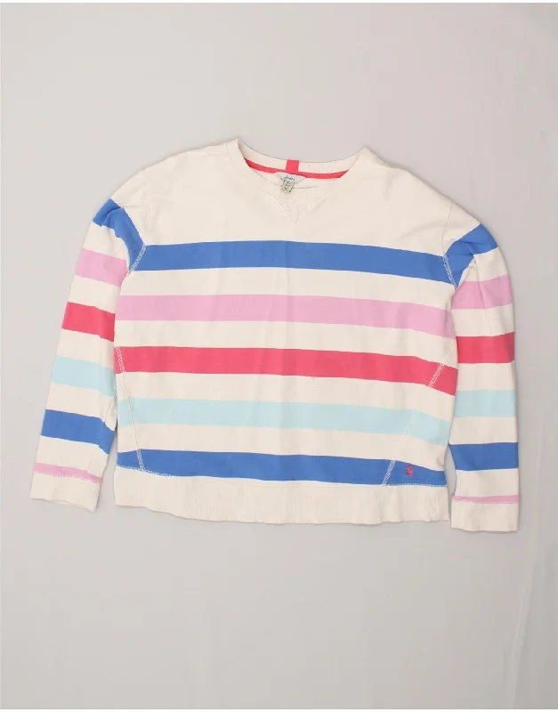 JOULES Womens Sweatshirt Jumper UK 16 Large  Multicoloured Striped Cotton Hoodie with Tied Waist Feminine Flattering