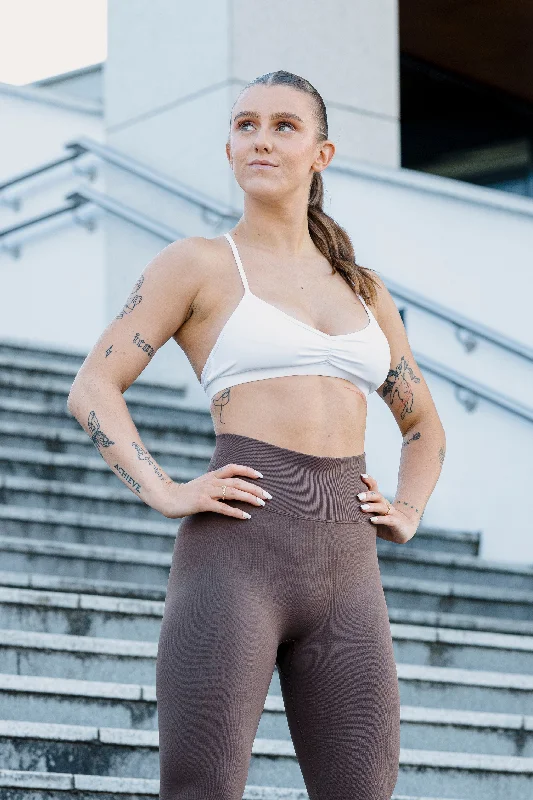 LUX MINIMAL SPORTS BRA | WHITE Stretchy Wireless Bra