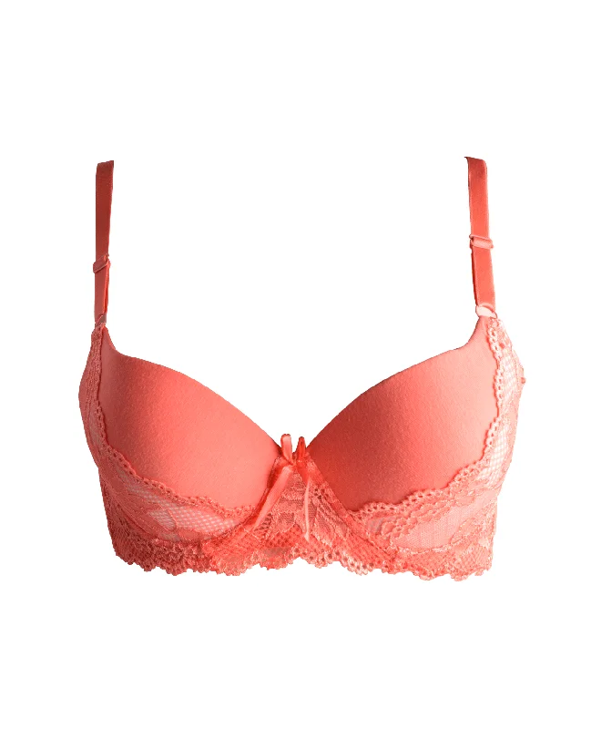 Mamia Lace Trim Push Up Bra Smooth Fit Bra