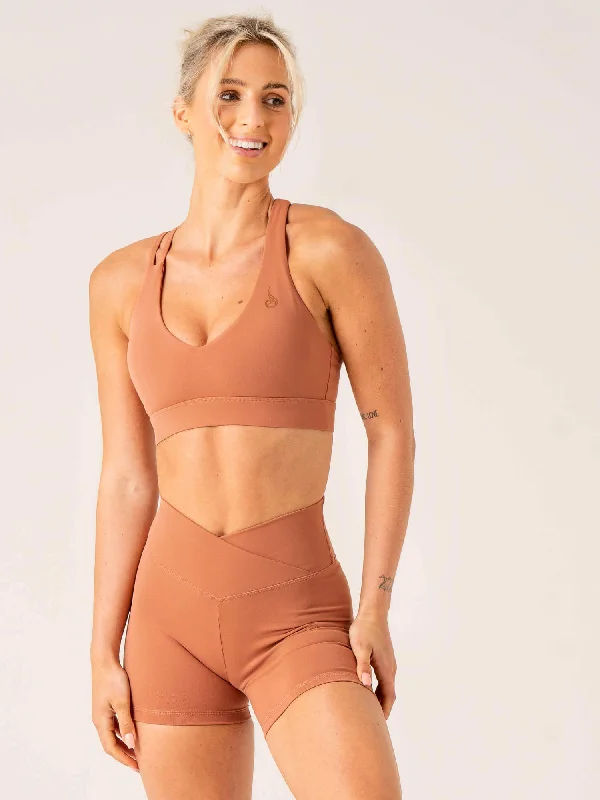 Momentum V-Neck Sports Bra - Clay Stylish Lace Bralette