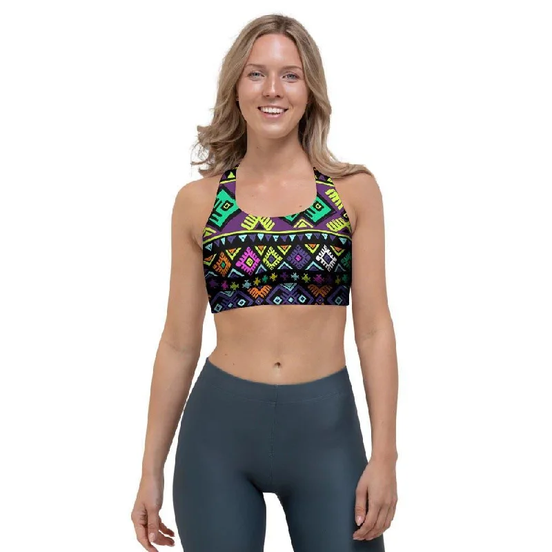 Navojo Aztec Print Sports Bra Stylish Lace Bralette