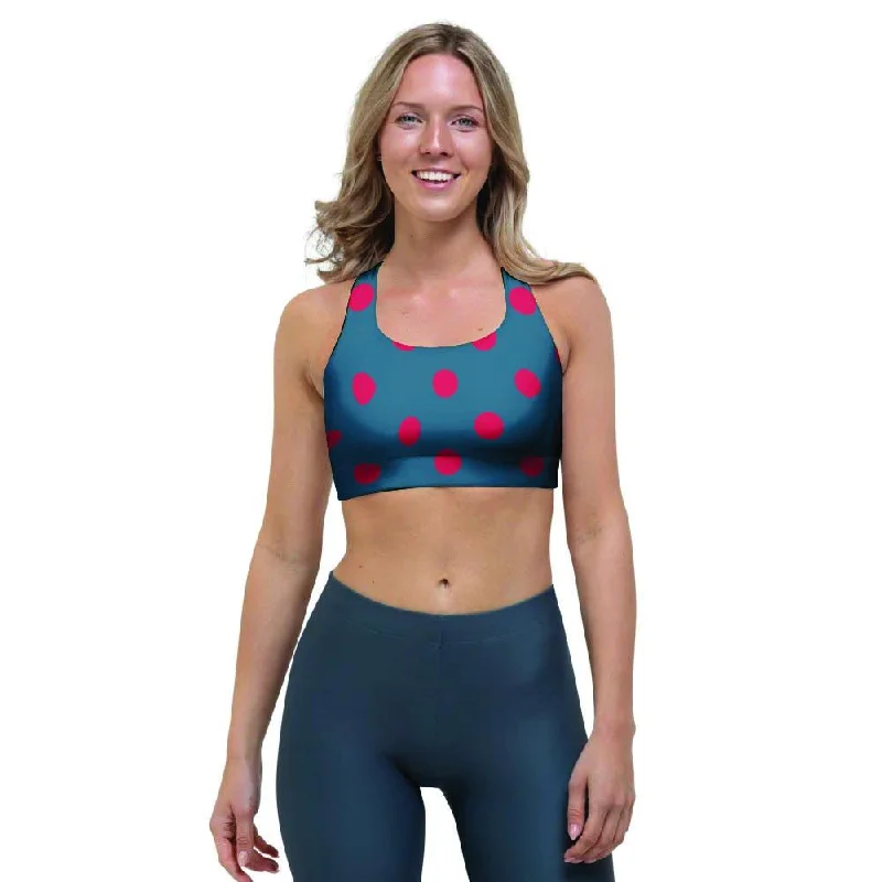 Navy Polka Dot Sports Bra Soft Lace Bra