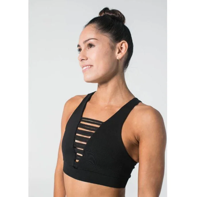 No Strings Attached Black Sports Bra Sleek Push-Up Bra