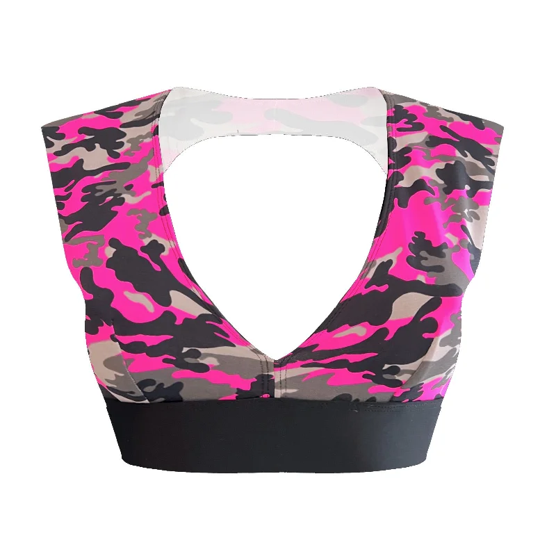 Pole Dance Sports Bra Mariele Pink Camouflage Soft Support Bra