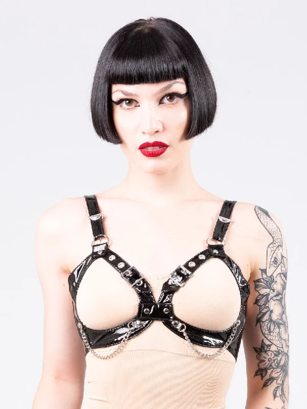 PVC Open Chain Bra Chic Lace Bralette