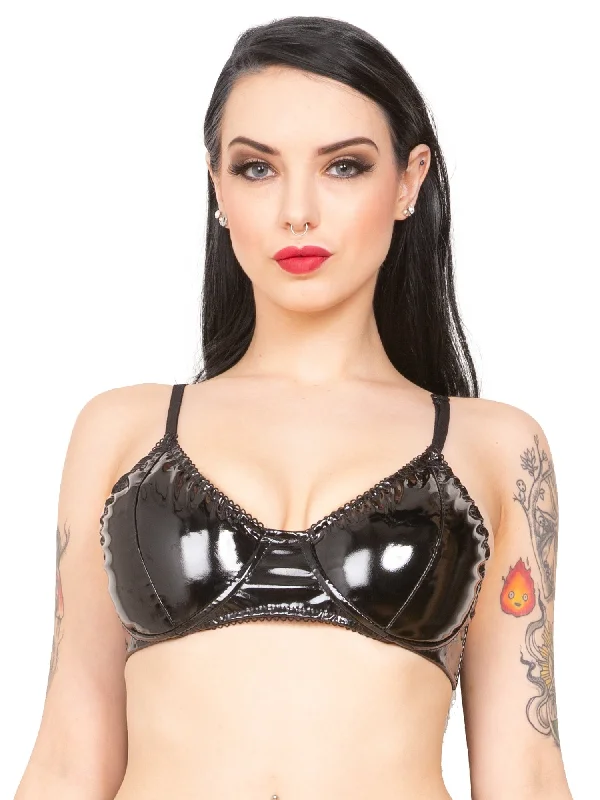 PVC Seductress Bra in Black Stylish Strapless Bra