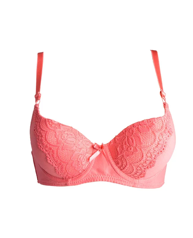 Sofra Cotton and Lace Bra Cozy Wire-Free Bra