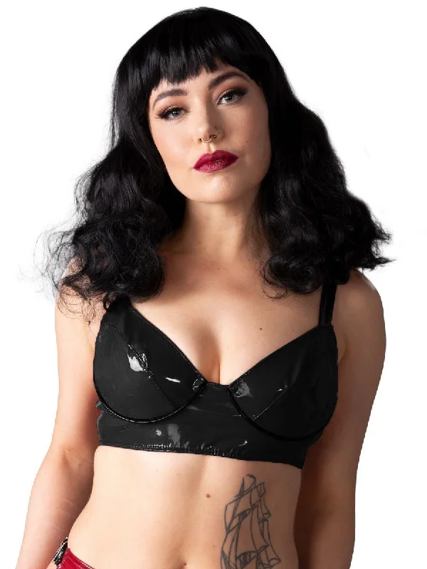 Sweet Plum PVC Bra Black Wireless Push-Up Bra