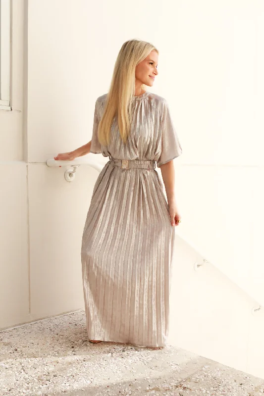 Eloise Silver Maxi Dress Stylish Off-Shoulder Maxi Dress