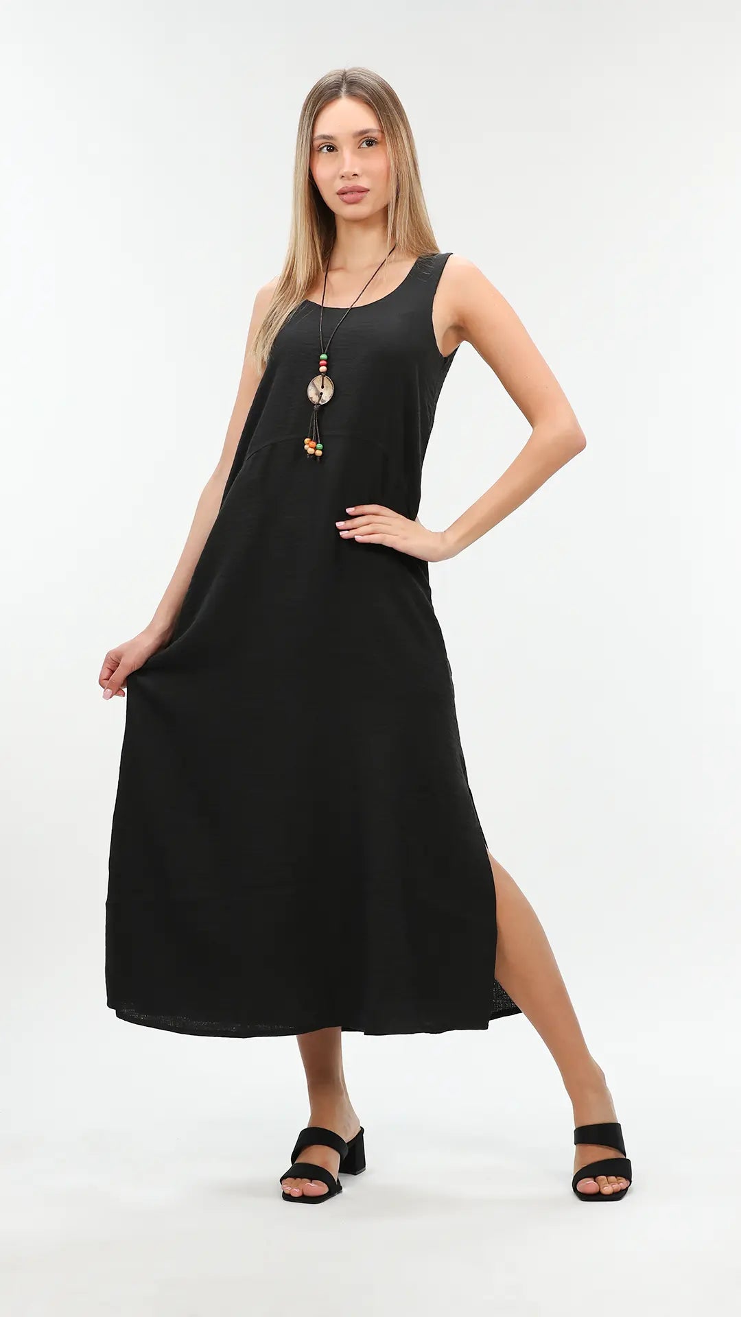 Black Maxi Dress With Open Side Trendy Off-Shoulder Ruffle Maxi Dress