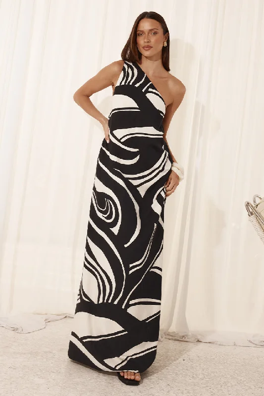 KATIKA MAXI DRESS - PANTINA BLACK Fashionable Faux Wrap Maxi Dress