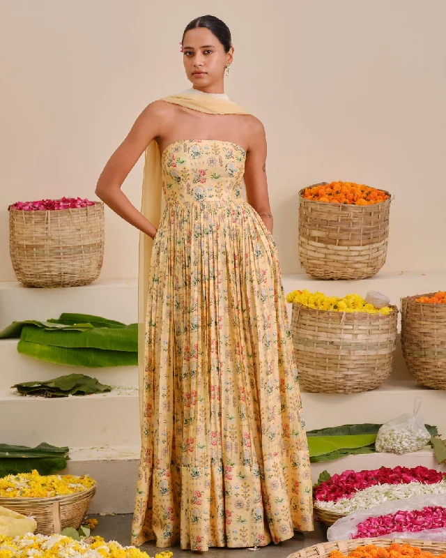 Lemon Tree Tube Maxi Dress Fashionable High-Waist Maxi Dress