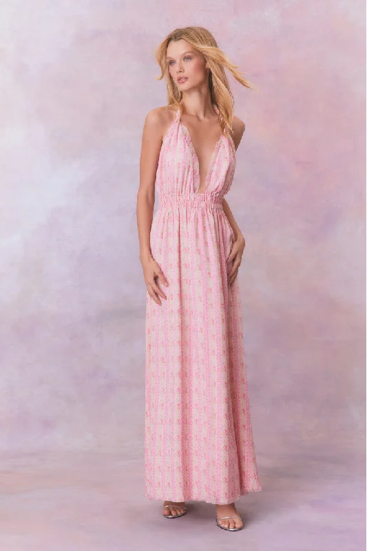 Love Fragrance Halter Maxi Dress Comfortable Cotton Maxi Dress