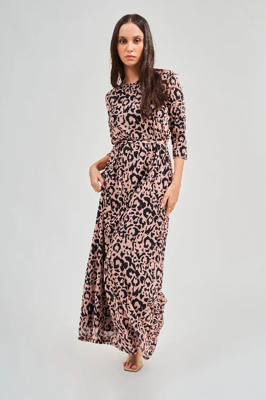 Mesh Original Maxi Dress - Cheetah Trendy A-Line Maxi Dress