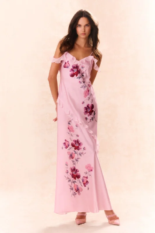 Parisa Silk Floral Maxi Dress Stylish Long Sleeve Maxi Dress