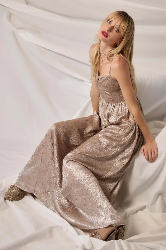 Precious Metals Textured Metallic Maxi Dress Comfortable Bohemian Maxi Dress