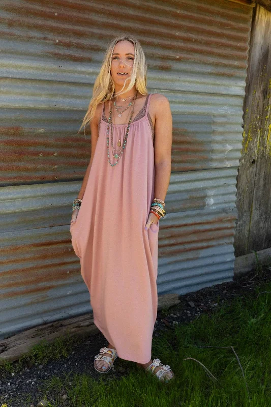 Simple Serene Maxi Dress - Dusty Pink Trendy Maxi Dress with Bow