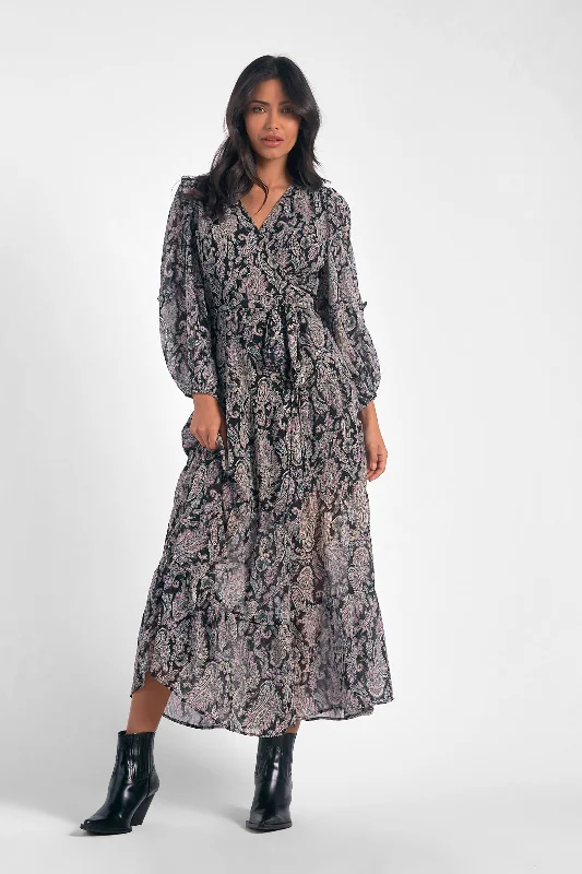 The Willow Paisley Maxi Dress Trendy Satin Maxi Dress