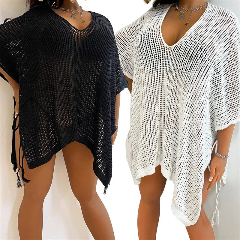 2023 Fishnet Sun Dress Swimsuit Cover-ups Plus size Mesh Cover up Beach Mujer Pareo Beachwear Sarong Bathing suit Black Outfits Chic Bikini Set