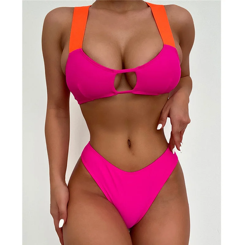 Dropship Wholesale Swimsuit High Waist Bandage Backless Women Custom Logo Print New Bikini Swimwear Lace-Detail Bikini Set