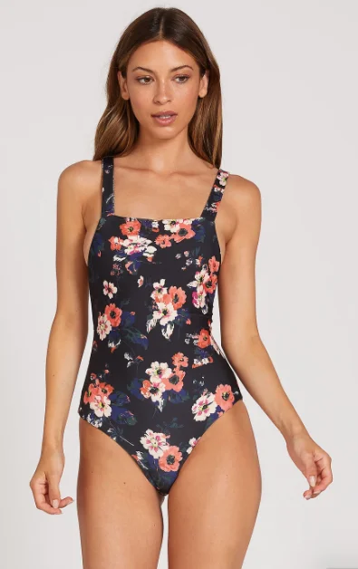 LEAF IT BE ONE-PIECE SWIMSUIT - BLACK Strapless Swimsuit Top