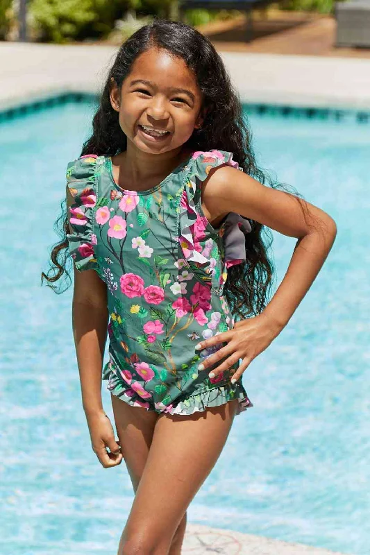 Bring Me Flowers V-Neck One Piece Girls Swimsuit In Sage Summer Ready Swimsuit