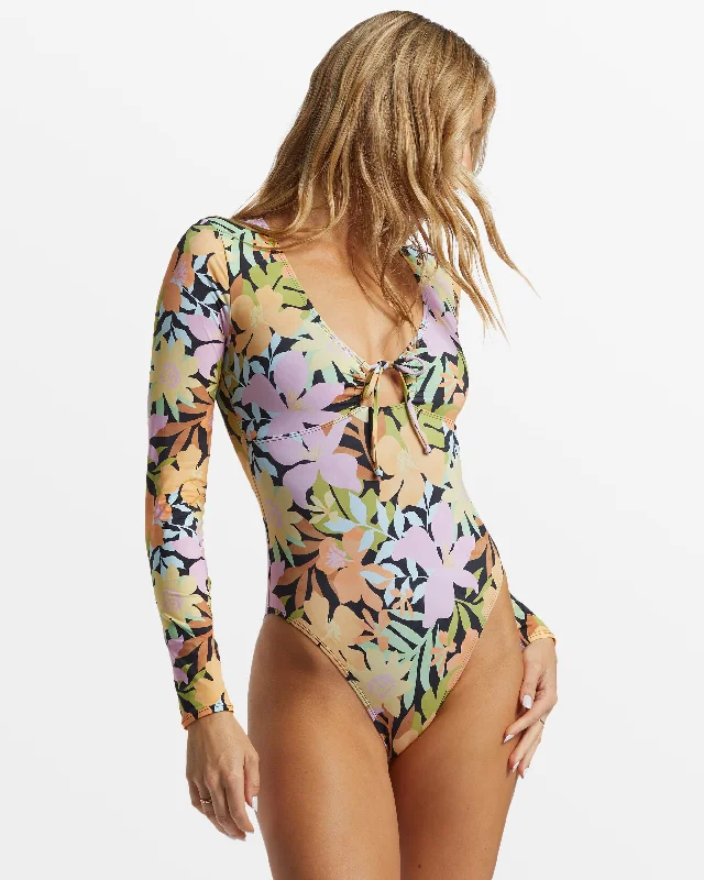 Mas Aloha Long Sleeve Swimsuit - Multi Elegant Ruffle Swimsuit