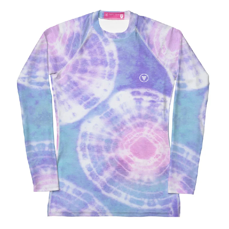 Women's Pastel Tie Dye Surf SUP Swim Shirt Rash Guard UPF 50 - Sale Deep-V Swimsuit Design