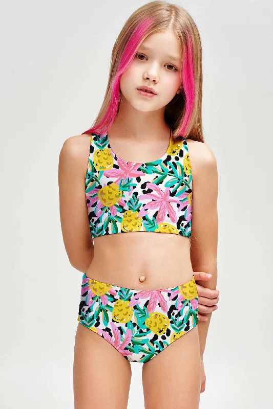 Pineapple Feast Claire Two-Piece Swimsuit Sporty Swimwear Set - Girls Elegant Halter Bikini