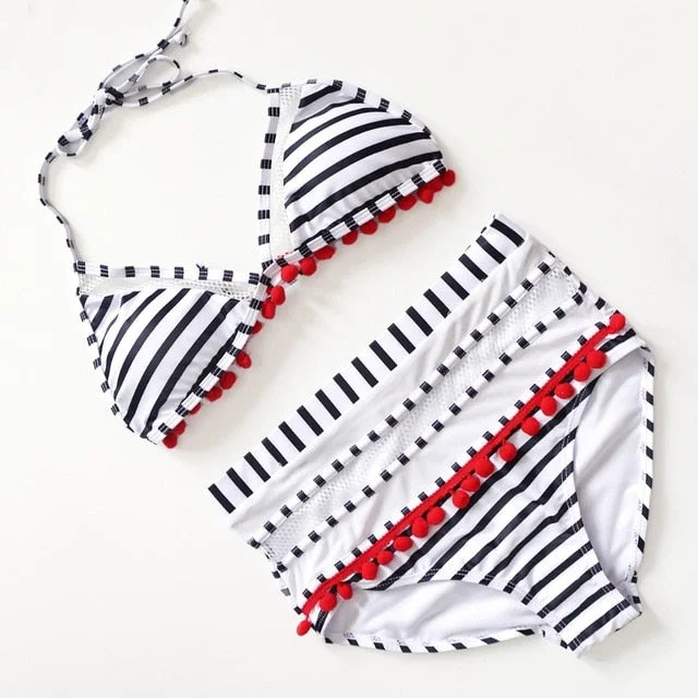 White Striped Bikini