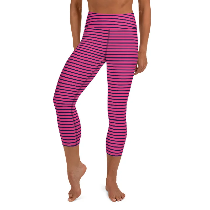 Striped UPF 50 Swim Capri Leggings, Sun Protection Modest Swim Pants Swim Skirt Set