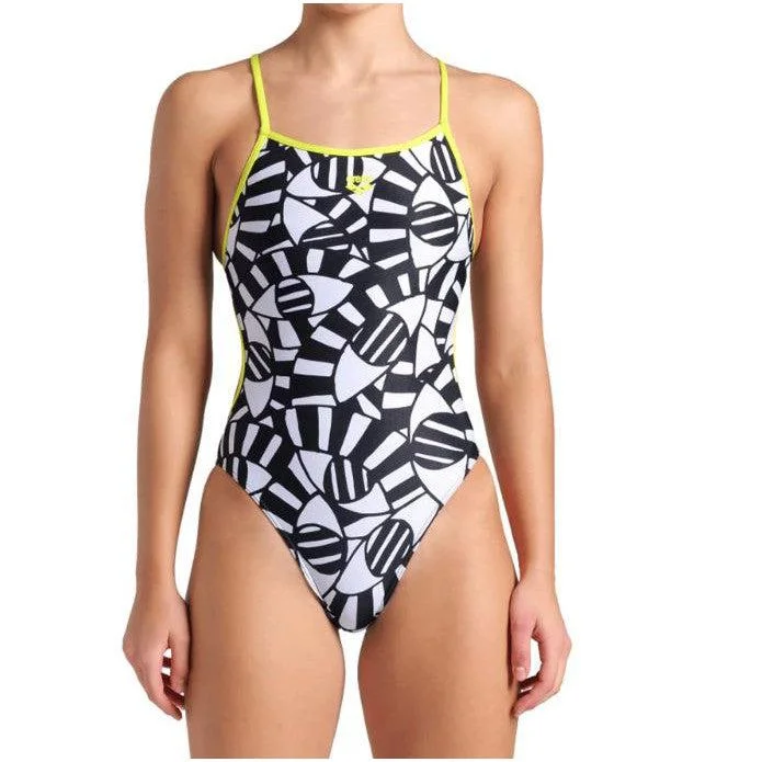 W Open Tour Eyes Swim Lace Back Sexy Monokini Swimsuit