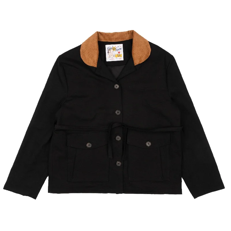 Balmoral Jacket - Rinsed Oxford - Black Faux Fur Jacket Real Fur Jacket Shearling Jacket