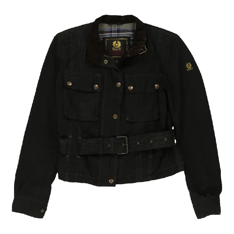 Belstaff Jacket - Small Black Cotton Herringbone Jacket Checkered Jacket Solid Jacket